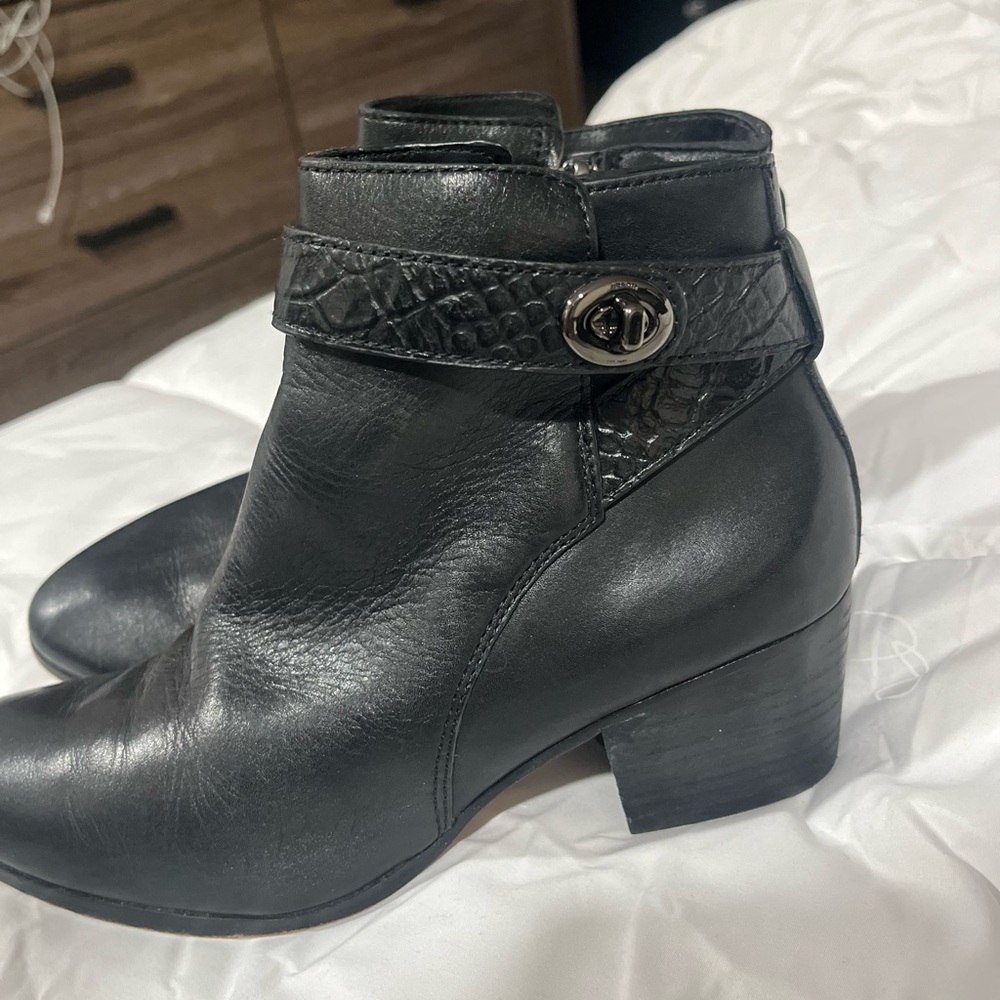 Coach Black Leather Ankle Boots